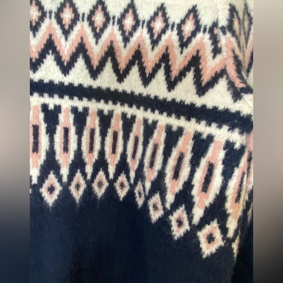 Fair Isle Knit Sweater Wool Blend – Navy/White/Pink – Size M - Picture 2 of 6